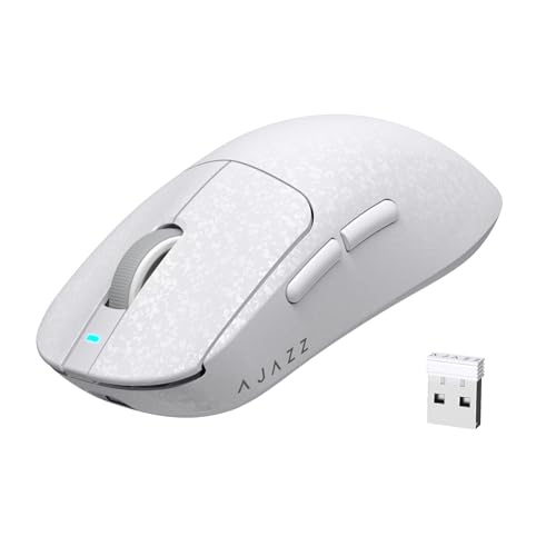 AJAZZ AJ199 Carbonfaser-Gaming-Maus, Kabellos 2,4G/BT/USB-C Tri-Mode, Ultraleicht 55g, Optischer PixArt PAW3311-Sensor mit 24.000 DPI und 1.000 Polling, Gamer- und Office-Maus mit 6 Tasten - Weiß AJAZZ AJ199 Carbonfaser-Gaming-Maus, Kabellos 2,4G/BT/USB-C Tri-Mode, Ultraleicht 55g, Optischer PixArt PAW3311-Sensor mit 24.000 DPI und 1.000 Polling, Gamer- und Office-Maus mit 6 Tasten - Weiß von AJAZZ