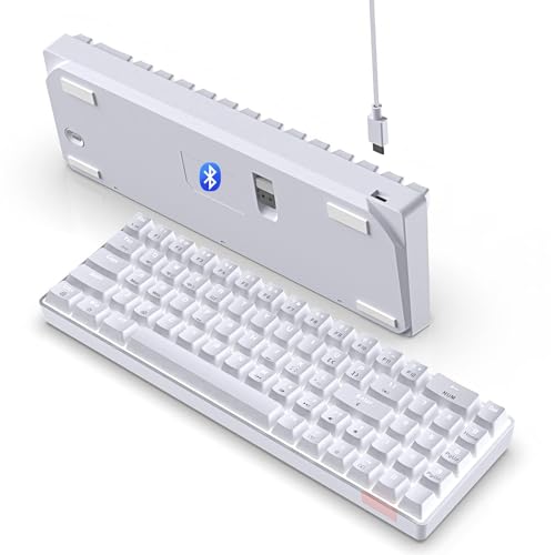 AJAZZ AK692 60% Prozent Hotswap Numberpad Mechanische Kabellose Gaming Tastatur Weiß Beleuchtung Light up Keypad 4000 MAh Bluetooth 5.0 Type C Wired Für MacBook Laptop PC Phone - Red Switch von AJAZZ
