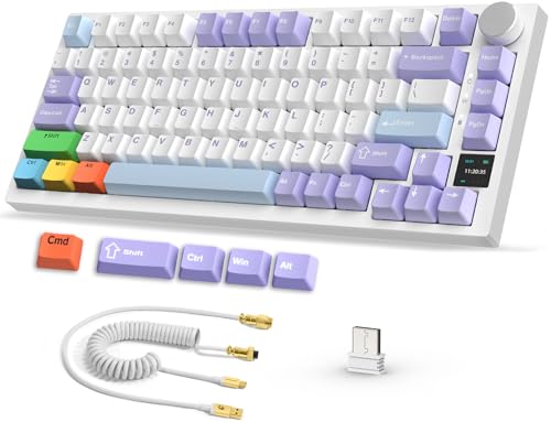 AJAZZ AK820PRO Fioletowy biały niebieski Flying Fish Shaft RGB Customized Keyboard & Plated 24K Real Gold Aviation Plug C02 White Type-C Head & Five Color Sublimacja Keys Cap von AJAZZ