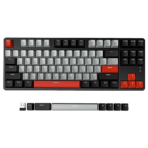 AJAZZ AK871 Kabellose Gaming-Tastatur 75%, BT5.0/2,4 GHz Wireless Dual-Modi, TKL 80% Mechanische Tastatur mit Hot-Swappable Tactile Blue Switch, Kompakte 87 Tasten Non-Backlit für Win/Mac – Schwarz von AJAZZ