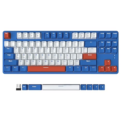 AJAZZ AK871 Kabellose Gaming-Tastatur 75%, Bluetooth/2,4 GHz Wireless Dual-Modi, TKL 80% Mechanische Tastatur mit Hot-Swappable Linear Red Switch, Kompakte 87 Tasten Non-Backlit für Win/Mac – Blau AJAZZ AK871 Kabellose Gaming-Tastatur 75%, Bluetooth/2,4 GHz Wireless Dual-Modi, TKL 80% Mechanische Tastatur mit Hot-Swappable Linear Red Switch, Kompakte 87 Tasten Non-Backlit für Win/Mac – Blau von AJAZZ