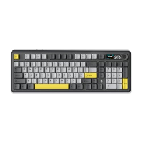AJAZZ AK980 Mechanische Tastatur Gaming-Tastatur mit 1,14”Display und Knöpfen,8000mAh-Akku,BT/2.4G/USB-C,nach Süden gerichtetes RGB,Hot-Swap von AJAZZ