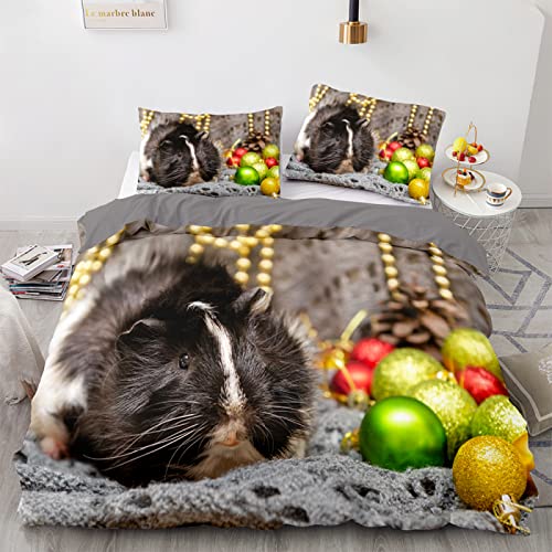 BettwäSche 135x200 Braunes Meerschweinchen 110gsm Mikrofaser BettwäSche-Sets - Weiche Und Angenehme Schlafkomfort - 1 KissenbezüGe 80x80 cm- Warm Bettbezug Mit ReißVerschluss von AJIGEN