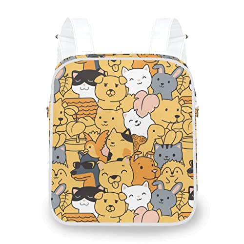 Rucksack mit niedlichem Katzen-Schildkröten-Igel-Vogel und Hund, multifunktional, modisch, doppelte Schultertasche, schräg von AJINGA