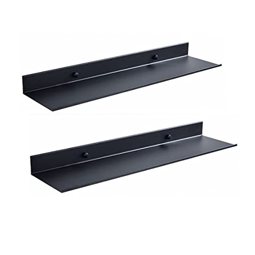AJINGELA An der Wand montiert Schwimmend Metall Regale Ledge, Schwarz Badezimmer Regal Wandhalterung Regale Platzeinsparung Rostfest Extra stark Schwebende Regale Lagerregal(30cm,Set of 2pcs) von AJINGELA