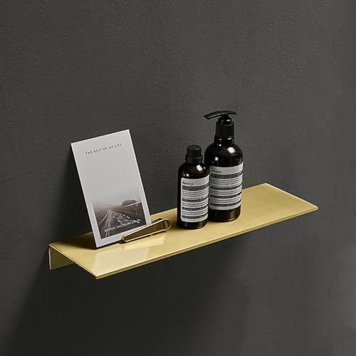 AJINGELA An der Wand montiert Schwimmend Metallregale,Golden Badezimmer Regal An der Wand montiert Regale,Platzeinsparung Rostfest Extra Starke Belastbarkeit Lagerregal(40CM,2PCS) von AJINGELA