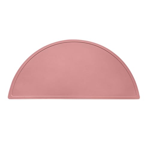 Silikon Baby Tischset, Kinder Silikon Tischset rutschfest Halbrunde Kinder Tischmatte wasserdichte Pad(Dunkelrosa) von AJINGELA