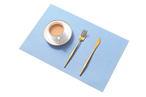 Tischsets (6er Set),Neu rutschfest Hitzebeständig Wärmeisolierung Tischsets zum Essen Waschbar Schnell trocknend Dekorativ Tischset für Küche und Esszimmer,Blau von AJINGELA