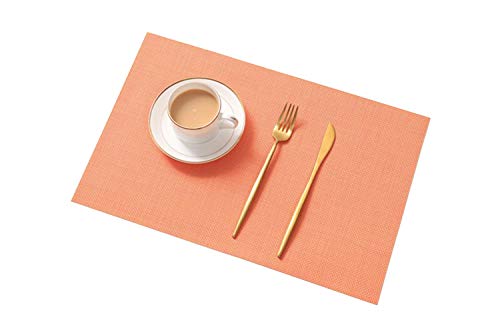 Tischsets (6er Set),Neu rutschfest Hitzebeständig Wärmeisolierung Tischsets zum Essen Waschbar Schnell trocknend Dekorativ Tischset für Küche und Esszimmer,Orange von AJINGELA