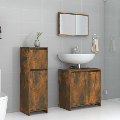 AJJHUUKI 3-teiliges Badezimmermöbel-Set, Räuchereiche, Holz-Möbel, Möbelsets, Badezimmermöbel-Sets AJJHUUKI 3-teiliges Badezimmermöbel-Set, Räuchereiche, Holz-Möbel, Möbelsets, Badezimmermöbel-Sets von AJJHUUKI