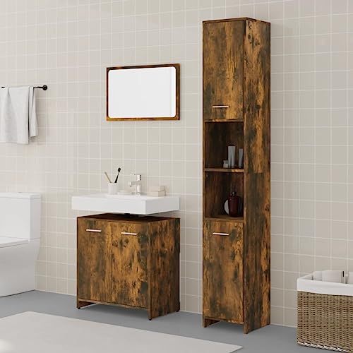 AJJHUUKI 3-teiliges Badezimmermöbel-Set, Räuchereiche, Holz-Möbel, Möbelsets, Badezimmermöbel-Sets AJJHUUKI 3-teiliges Badezimmermöbel-Set, Räuchereiche, Holz-Möbel, Möbelsets, Badezimmermöbel-Sets von AJJHUUKI