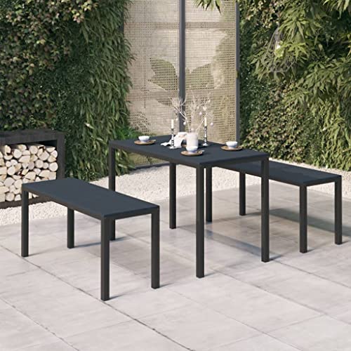 AJJHUUKI 3-teiliges Garten-Esszimmer-Set, Stahl und WPC, schwarz, Möbel, Outdoor-Möbel, Gartenmöbel-Sets AJJHUUKI 3-teiliges Garten-Esszimmer-Set, Stahl und WPC, schwarz, Möbel, Outdoor-Möbel, Gartenmöbel-Sets von AJJHUUKI