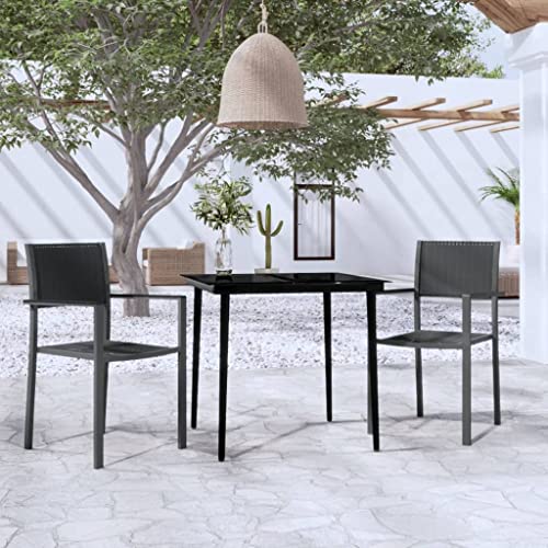 AJJHUUKI 3-teiliges Garten-Esszimmer-Set, schwarz, Möbel, Outdoor-Möbel, Gartenmöbel-Sets von AJJHUUKI