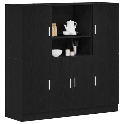 AJJHUUKI 3-teiliges Küchenschrank-Set, schwarz, Holz-Möbel, Regale, Wandregale und Lkanten von AJJHUUKI