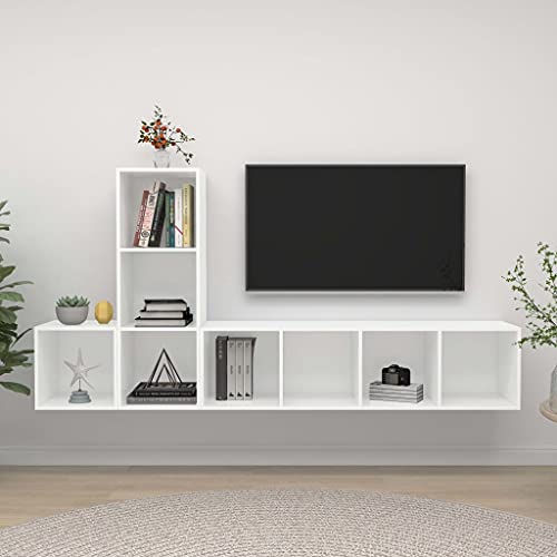 AJJHUUKI 3-teiliges TV-Schrank-Set, Holz-Möbel, Unterhaltungszentren und TV-Ständer, Weiß AJJHUUKI 3-teiliges TV-Schrank-Set, Holz-Möbel, Unterhaltungszentren und TV-Ständer, Weiß von AJJHUUKI