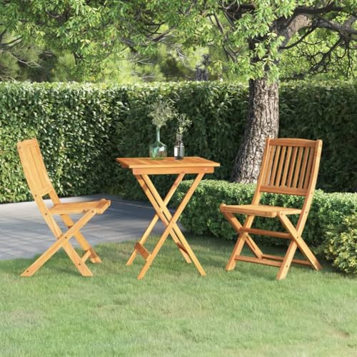 AJJHUUKI 3-teiliges faltbares Garten-Esszimmer-Set, massives Akazienholz, Möbel, Outdoor-Möbel, Gartenmöbel-Sets von AJJHUUKI