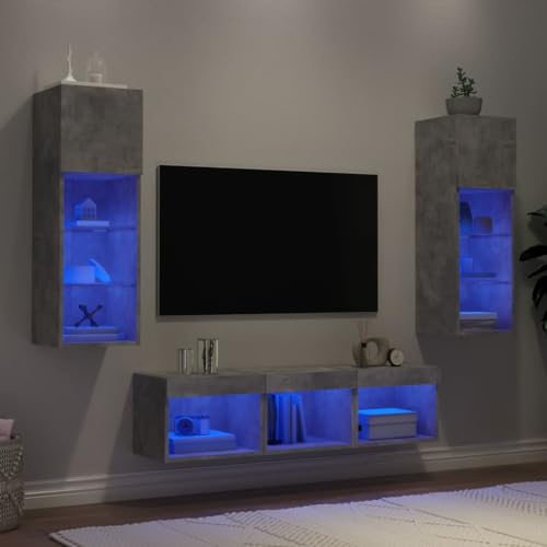 AJJHUUKI 5-teilige TV-Wohnwand mit LED-Beton grau Holz-Möbel, Unterhaltungszentren und TV-Ständen AJJHUUKI 5-teilige TV-Wohnwand mit LED-Beton grau Holz-Möbel, Unterhaltungszentren und TV-Ständen von AJJHUUKI