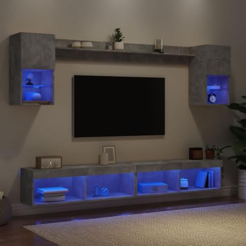 AJJHUUKI 6-teilige TV-Wohnwand mit LED-Beton-Grau, Holz-Möbel, Unterhaltungszentren und TV-Ständer AJJHUUKI 6-teilige TV-Wohnwand mit LED-Beton-Grau, Holz-Möbel, Unterhaltungszentren und TV-Ständer von AJJHUUKI