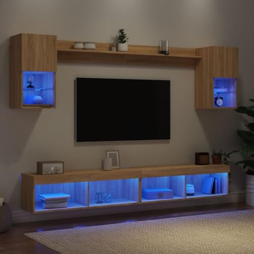 AJJHUUKI 6-teilige TV-Wohnwand mit LED-Sonoma-Eichenholz-Möbel, Unterhaltungszentren und TV-Ständen AJJHUUKI 6-teilige TV-Wohnwand mit LED-Sonoma-Eichenholz-Möbel, Unterhaltungszentren und TV-Ständen von AJJHUUKI