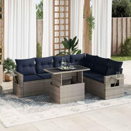AJJHUUKI 7-teiliges Gartensofa-Set mit Kissen, Poly-Rattan-Möbel, Gartenmöbel, Outdoor-Möbel-Sets von AJJHUUKI