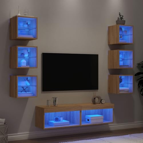 AJJHUUKI 8-teilige TV-Wohnwand mit LED-Sonoma-Eichenholz-Möbel, Unterhaltungszentren und TV-Ständen AJJHUUKI 8-teilige TV-Wohnwand mit LED-Sonoma-Eichenholz-Möbel, Unterhaltungszentren und TV-Ständen von AJJHUUKI