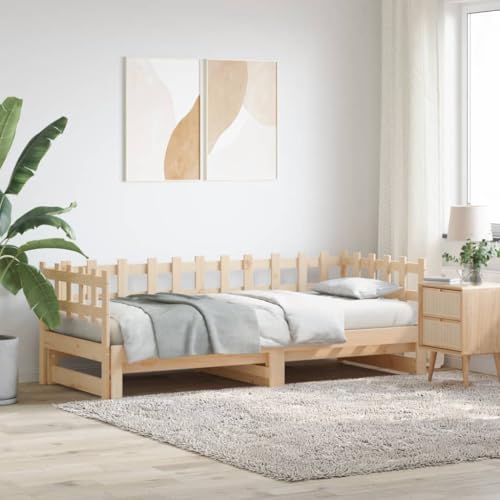 AJJHUUKI Ausziehbares Tagesbett ohne Matratze 2x(90x190) cm Massivholz-Möbel, Betten & Zubehör, Betten & Bettrahmen von AJJHUUKI
