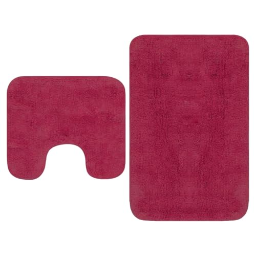 AJJHUUKI Badezimmerzubehör, Badematten und Teppiche, Badematten-Set, 2-teilig, Stoff, Fuchsia von AJJHUUKI