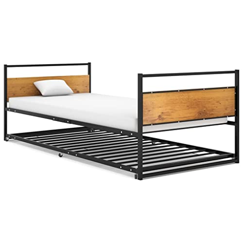 AJJHUUKI Betten & Zubehör - Betten & Bettrahmen - Ausziehbett Bettgestell ohne Matratze Schwarz Metall 90x200 cm AJJHUUKI Betten & Zubehör - Betten & Bettrahmen - Ausziehbett Bettgestell ohne Matratze Schwarz Metall 90x200 cm von AJJHUUKI