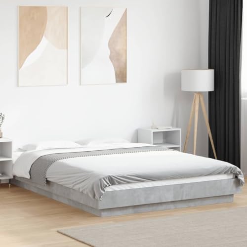 AJJHUUKI Betten & Zubehör - Betten & Bettrahmen - Bettgestell ohne Matratze Beton Grau 135x190 cm Doppelbett von AJJHUUKI