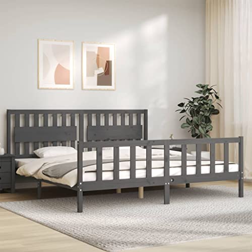 AJJHUUKI Betten & Zubehör - Betten & Bettrahmen - Bettgestell ohne Matratze Grau 200x200 cm Massivholz Kiefer AJJHUUKI Betten & Zubehör - Betten & Bettrahmen - Bettgestell ohne Matratze Grau 200x200 cm Massivholz Kiefer von AJJHUUKI