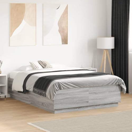 AJJHUUKI Betten & Zubehör-Betten & Bettrahmen Bettgestell ohne Matratze Grau Sonoma 120x190 cm Kleines Doppelbett AJJHUUKI Betten & Zubehör-Betten & Bettrahmen Bettgestell ohne Matratze Grau Sonoma 120x190 cm Kleines Doppelbett von AJJHUUKI