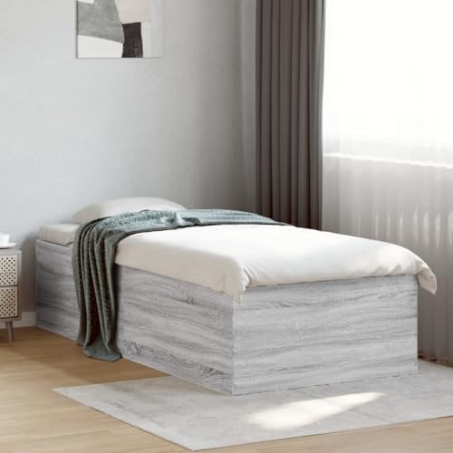 AJJHUUKI Betten & Zubehör-Betten & Bettrahmen Bettgestell ohne Matratze Grau Sonoma 75x190 cm kleines Einzelbett von AJJHUUKI