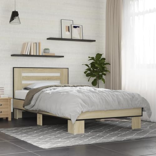 AJJHUUKI Betten & Zubehör - Betten & Bettrahmen - Bettgestell ohne Matratze Sonoma Eiche 75x190 cm kleines Einzelbett von AJJHUUKI