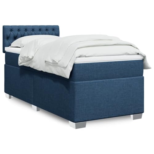 AJJHUUKI Betten & Zubehör-Betten & Bettrahmen - Boxspringbett mit Matratze Blau 90x200 cm Stoff AJJHUUKI Betten & Zubehör-Betten & Bettrahmen - Boxspringbett mit Matratze Blau 90x200 cm Stoff von AJJHUUKI