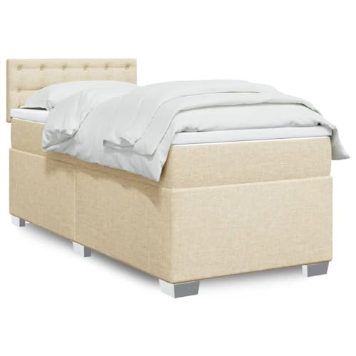 AJJHUUKI Betten & Zubehör-Betten & Bettrahmen - Boxspringbett mit Matratze Creme 90x200 cm Stoff AJJHUUKI Betten & Zubehör-Betten & Bettrahmen - Boxspringbett mit Matratze Creme 90x200 cm Stoff von AJJHUUKI