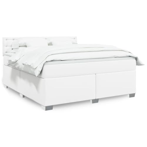 AJJHUUKI Betten & Zubehör-Betten & Bettrahmen - Boxspringbett mit Matratze Weiß 180x200 cm Kunstleder AJJHUUKI Betten & Zubehör-Betten & Bettrahmen - Boxspringbett mit Matratze Weiß 180x200 cm Kunstleder von AJJHUUKI