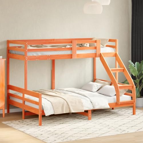 AJJHUUKI Betten & Zubehör - Betten & Bettrahmen - Etagenbett ohne Matratze 80x200/140x200 cm Wachsbraun Massivholz AJJHUUKI Betten & Zubehör - Betten & Bettrahmen - Etagenbett ohne Matratze 80x200/140x200 cm Wachsbraun Massivholz von AJJHUUKI