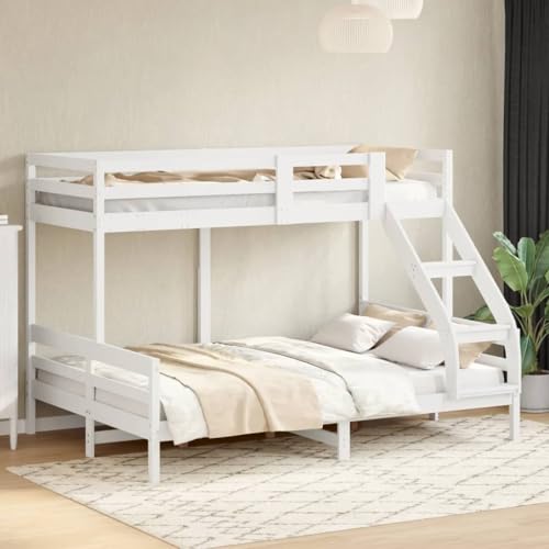 AJJHUUKI Betten & Zubehör - Betten & Bettrahmen - Etagenbett ohne Matratze 90x200/140x200 cm Weiß Massivholz AJJHUUKI Betten & Zubehör - Betten & Bettrahmen - Etagenbett ohne Matratze 90x200/140x200 cm Weiß Massivholz von AJJHUUKI
