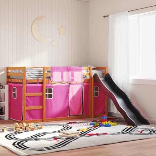 AJJHUUKI Betten & Zubehör - Betten & Bettrahmen - Etagenbett ohne Matratze mit Rutsche und Vorhängen Rosa 90x200 cm AJJHUUKI Betten & Zubehör - Betten & Bettrahmen - Etagenbett ohne Matratze mit Rutsche und Vorhängen Rosa 90x200 cm von AJJHUUKI