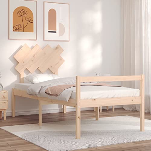 AJJHUUKI Betten & Zubehör-Betten & Bettrahmen - Seniorenbett ohne Matratze 90x200 cm Massivholz von AJJHUUKI