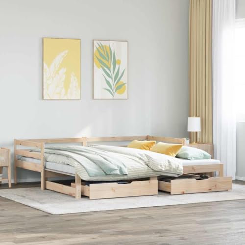 AJJHUUKI Betten & Zubehör-Betten & Bettrahmen-Tagesbett mit Ausziehbett und Schubladen ohne Matratze 80x200 cm von AJJHUUKI