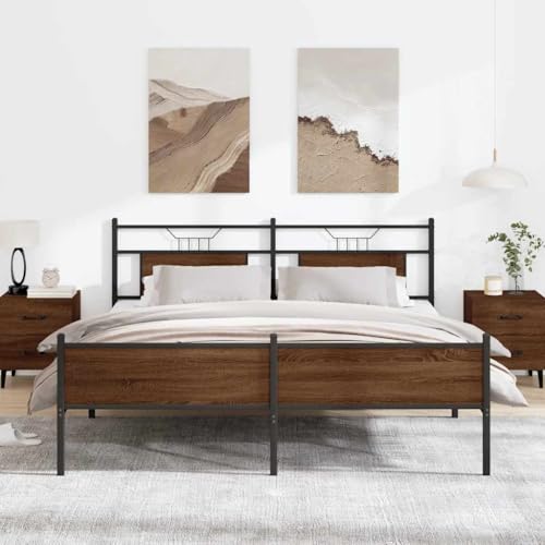 AJJHUUKI Bettgestell aus Metall, ohne Matratze, braun, Eiche, 180 x 200 cm, Super-Kingsize-Betten, Betten, Zubehör, Betten & Bettrahmen AJJHUUKI Bettgestell aus Metall, ohne Matratze, braun, Eiche, 180 x 200 cm, Super-Kingsize-Betten, Betten, Zubehör, Betten & Bettrahmen von AJJHUUKI