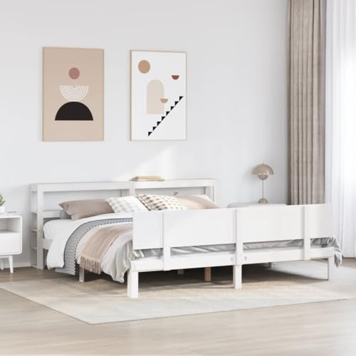 AJJHUUKI Bettgestell mit Kopfteil ohne Matratze, Weiß, 180 x 200 cm, Super-Kingsize-Möbel, Betten & Zubehör, Betten & Bettrahmen von AJJHUUKI