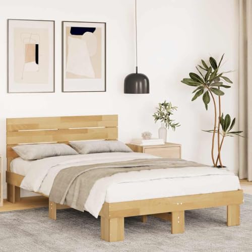 AJJHUUKI Bettgestell mit Kopfteil ohne Matratze 120x200 cm Massivholz Eiche-Möbel, Betten & Zubehör, Betten & Bettrahmen AJJHUUKI Bettgestell mit Kopfteil ohne Matratze 120x200 cm Massivholz Eiche-Möbel, Betten & Zubehör, Betten & Bettrahmen von AJJHUUKI