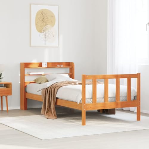 AJJHUUKI Bettgestell mit Kopfteil ohne Matratze Wax Braun 100x200 cm Möbel, Betten & Zubehör, Betten & Bettrahmen von AJJHUUKI