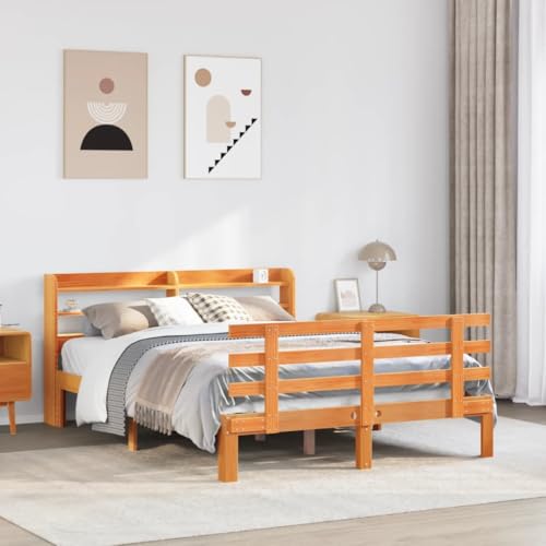 AJJHUUKI Bettgestell mit Kopfteil ohne Matratze Wax Braun 120x190 cm kleines Doppel-Möbelmöbel, Betten & Zubehör, Betten & Bettrahmen AJJHUUKI Bettgestell mit Kopfteil ohne Matratze Wax Braun 120x190 cm kleines Doppel-Möbelmöbel, Betten & Zubehör, Betten & Bettrahmen von AJJHUUKI