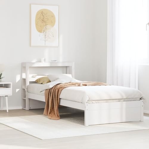 AJJHUUKI Bettgestell mit Kopfteil ohne Matratze Weiß 75x190 cm kleines Einzelmöbel,Betten & Zubehör,Betten & Bettrahmen AJJHUUKI Bettgestell mit Kopfteil ohne Matratze Weiß 75x190 cm kleines Einzelmöbel,Betten & Zubehör,Betten & Bettrahmen von AJJHUUKI
