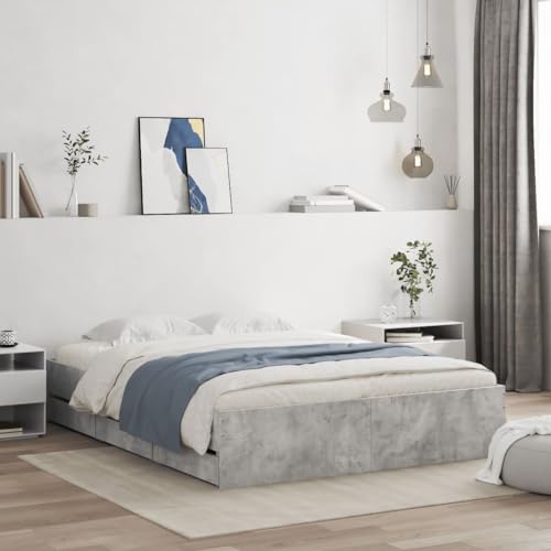 AJJHUUKI Bettgestell mit Schubladen ohne Matratze Beton Grau 150x200 cm King Size AJJHUUKI Bettgestell mit Schubladen ohne Matratze Beton Grau 150x200 cm King Size von AJJHUUKI