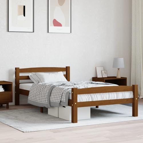 AJJHUUKI Bettgestell ohne Matratze, Braun, massives Kiefernholz, 100 x 200 cm, Möbel, Betten & Zubehör, Betten & Bettrahmen AJJHUUKI Bettgestell ohne Matratze, Braun, massives Kiefernholz, 100 x 200 cm, Möbel, Betten & Zubehör, Betten & Bettrahmen von AJJHUUKI