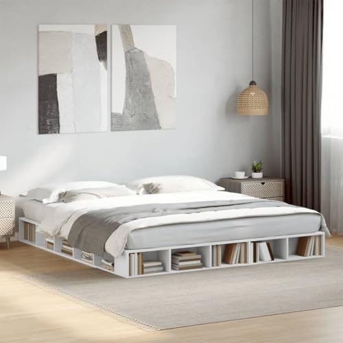 AJJHUUKI Bettgestell ohne Matratze, Weiß, 200 x 200 cm, Möbel, Betten & Zubehör, Betten & Bettrahmen AJJHUUKI Bettgestell ohne Matratze, Weiß, 200 x 200 cm, Möbel, Betten & Zubehör, Betten & Bettrahmen von AJJHUUKI